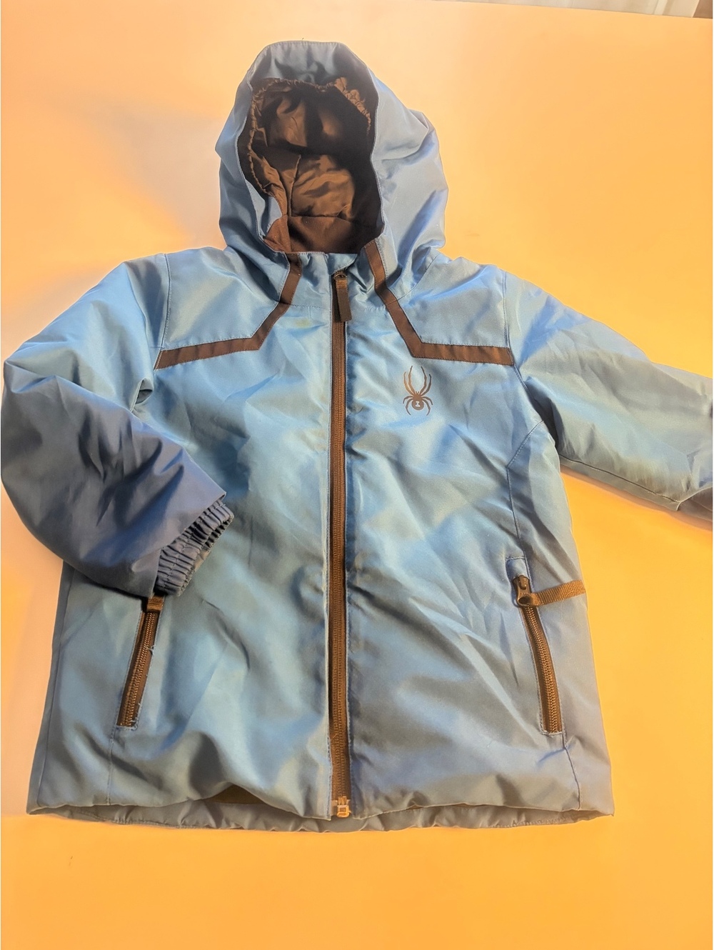 Spyder Boys' Blue Ski Jacket Size 5 with Hood